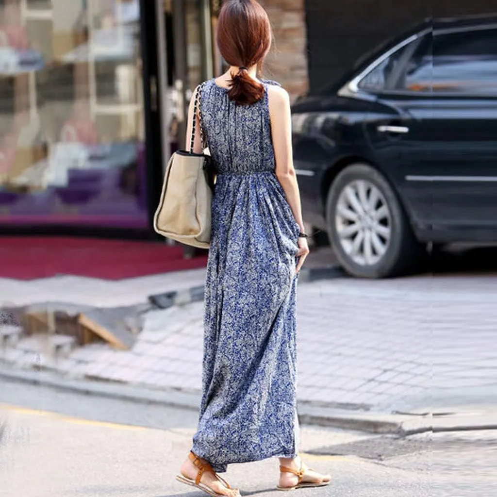 Womens V Neck Flutter Sleeve Boho Floral Midi Dress Summer Wedding Guest Beach Party Long Flowy Dresses with Belt