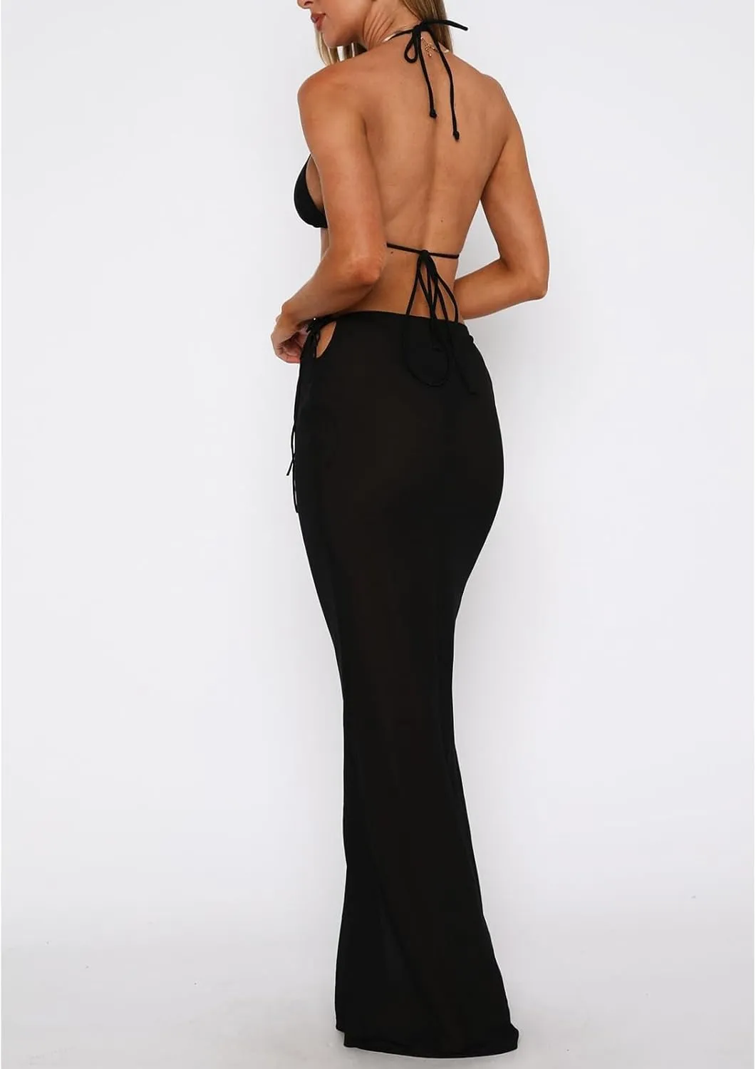 Women's Y2K Sheer Lace Skirt Floral Mesh Long Maxi Skirts Cover Up See-Through Beach Skirts Flowy Tulle Skirts
