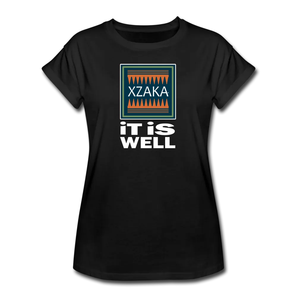 XZAKA - Women's Relaxed Fit T-Shirt - It Is Well -BK