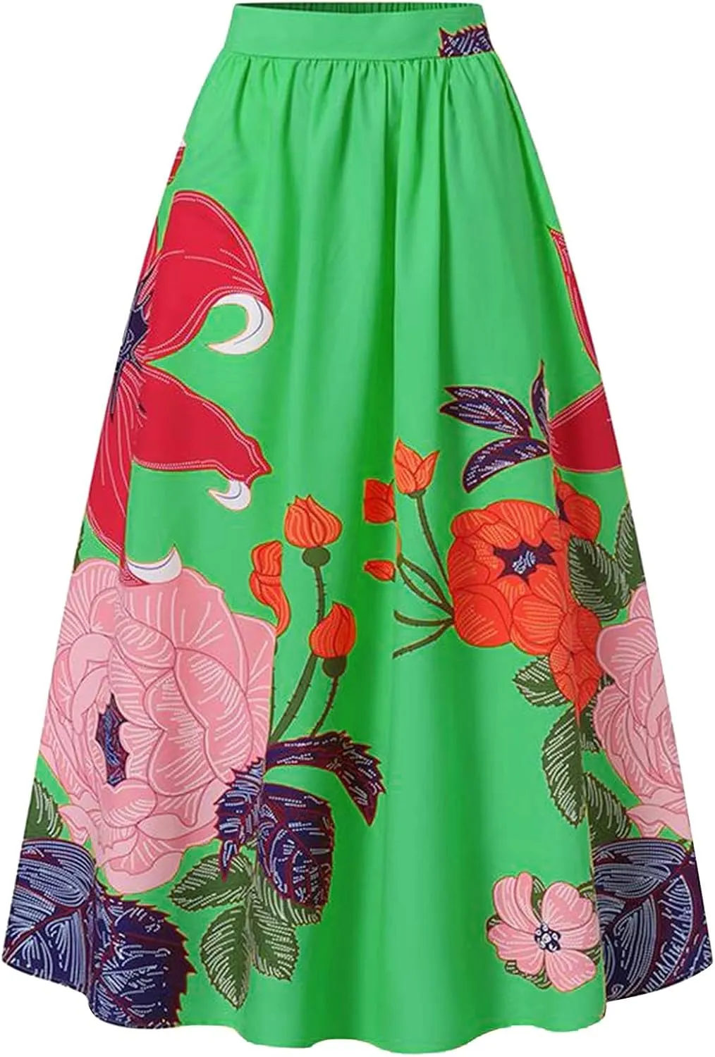 ZYXTIM Maxi Skirts for Women Trendy Summer Long Skirts Floral Printed Colorful Fashion Skirt for Party Beach Holiday Travel