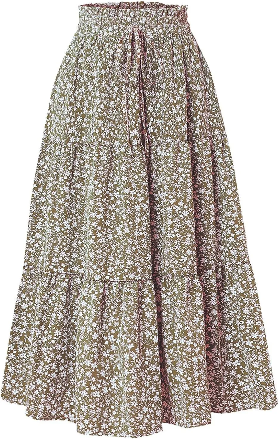 ZYXTIM Women's 2025 Bohemian Long Skirts Tiered Elastic High Waisted Summer Floral Maxi Skirt Vacation Flowy Swing Sundress