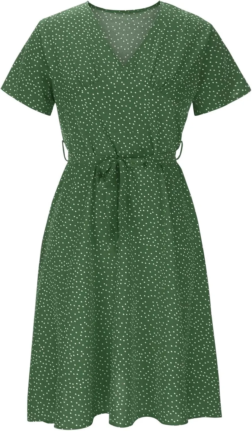 ZYXTIM Women's Elegant V Neck Summer Boho Dress Floral Print Short Sleeve Elastic Waist Flowy Dress Travel Vacation Outfits