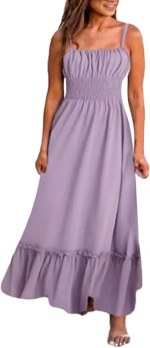 ZYXTIM Womens Floral Boho Maxi Dresses 2024 Summer Beach Dress Plus Size Spaghetti Strap Casual Sleeveless Ruffle Flowy Dress