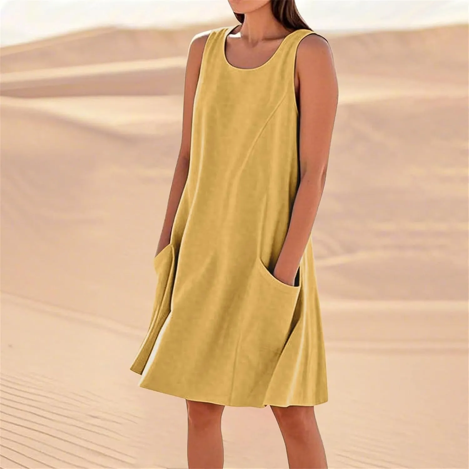 ZYXTIM Women's Summer Casual Tank Midi Dress with Pockets Plus Size Loose Fit Comfy T Shirt Dresses Flowy Beach Sundresses