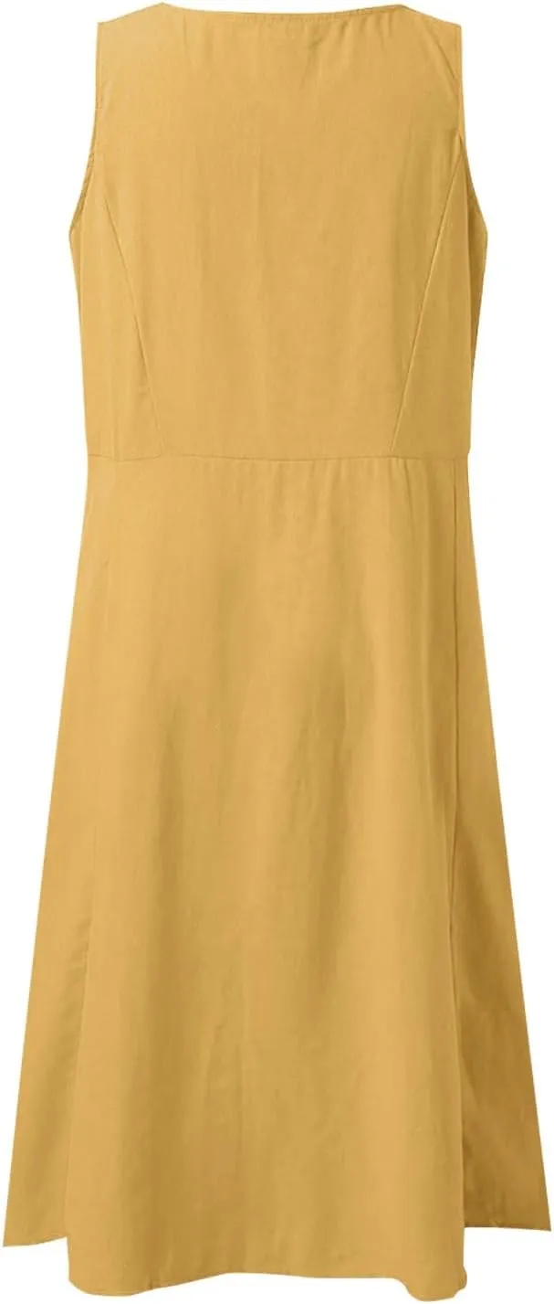ZYXTIM Women's Summer Casual Tank Midi Dress with Pockets Plus Size Loose Fit Comfy T Shirt Dresses Flowy Beach Sundresses